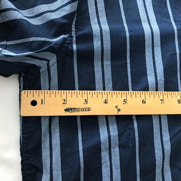 Slate & Stone Shirt Men Large Blue White Striped Button Up Collared Short Sleeve - Picture 6 of 10